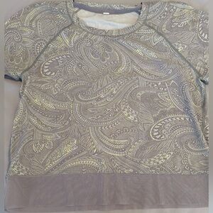 Lululemon Athletica Paisley Short Sleeve Top - Gray and Cream